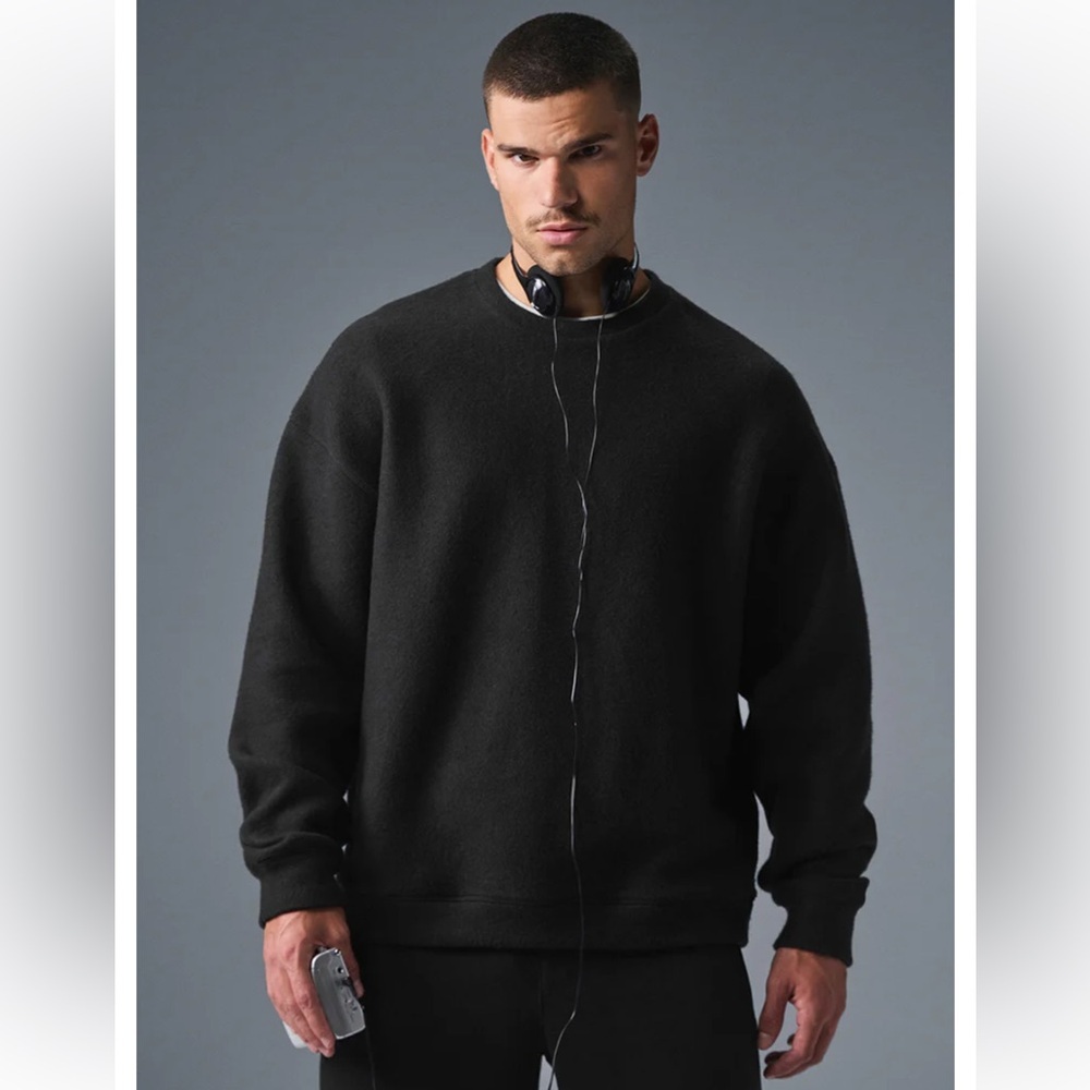 NEW ALO Yoga Triumph Restore Crewneck Sweatshirt Black Size Large